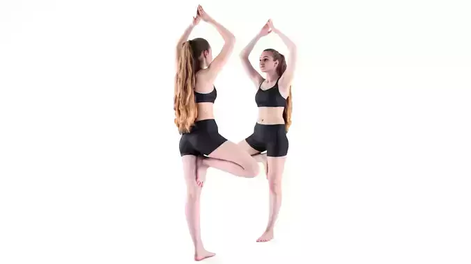 Young woman doing yoga routine 54 Low-poly 3D model