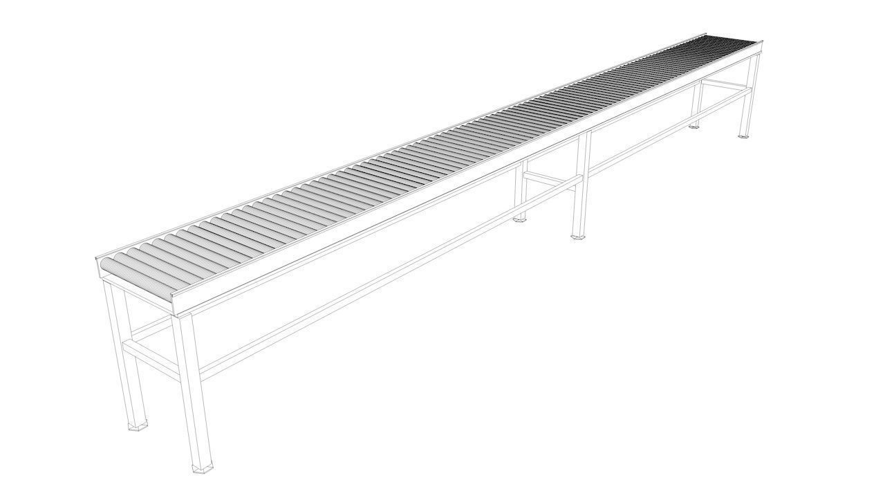 Roller Conveyor Low-poly 3D model_2