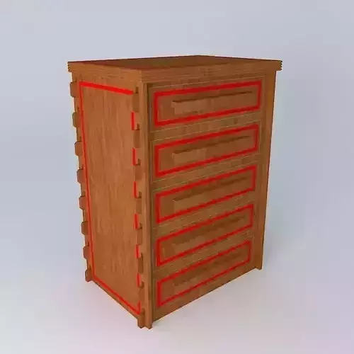 5 Drawer Dresser Free 3D model