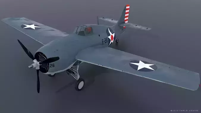 F4F-3 WILDCAT F26 Low-poly 3D model
