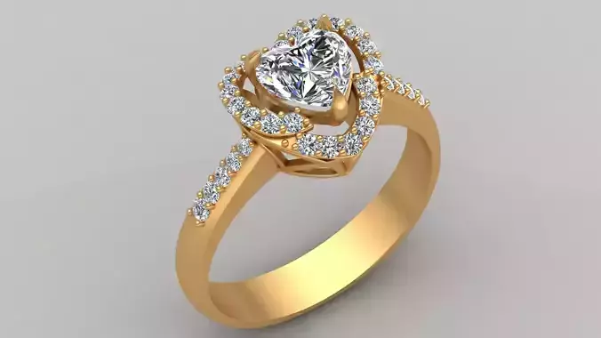 Heart Shape Diamond Gold Ring