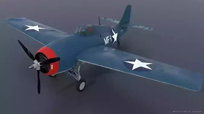 F4F-3 WILDCAT MF1 Low-poly 3D model