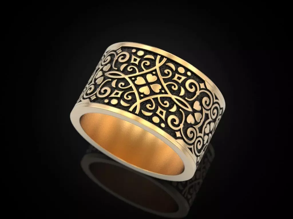 Ring with patterns with hearts 3D model 3D printable | CGTrader