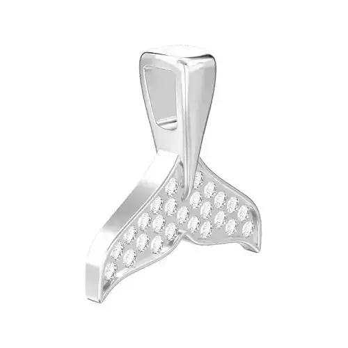 Diamond whale tail necklace pendant 3D print model