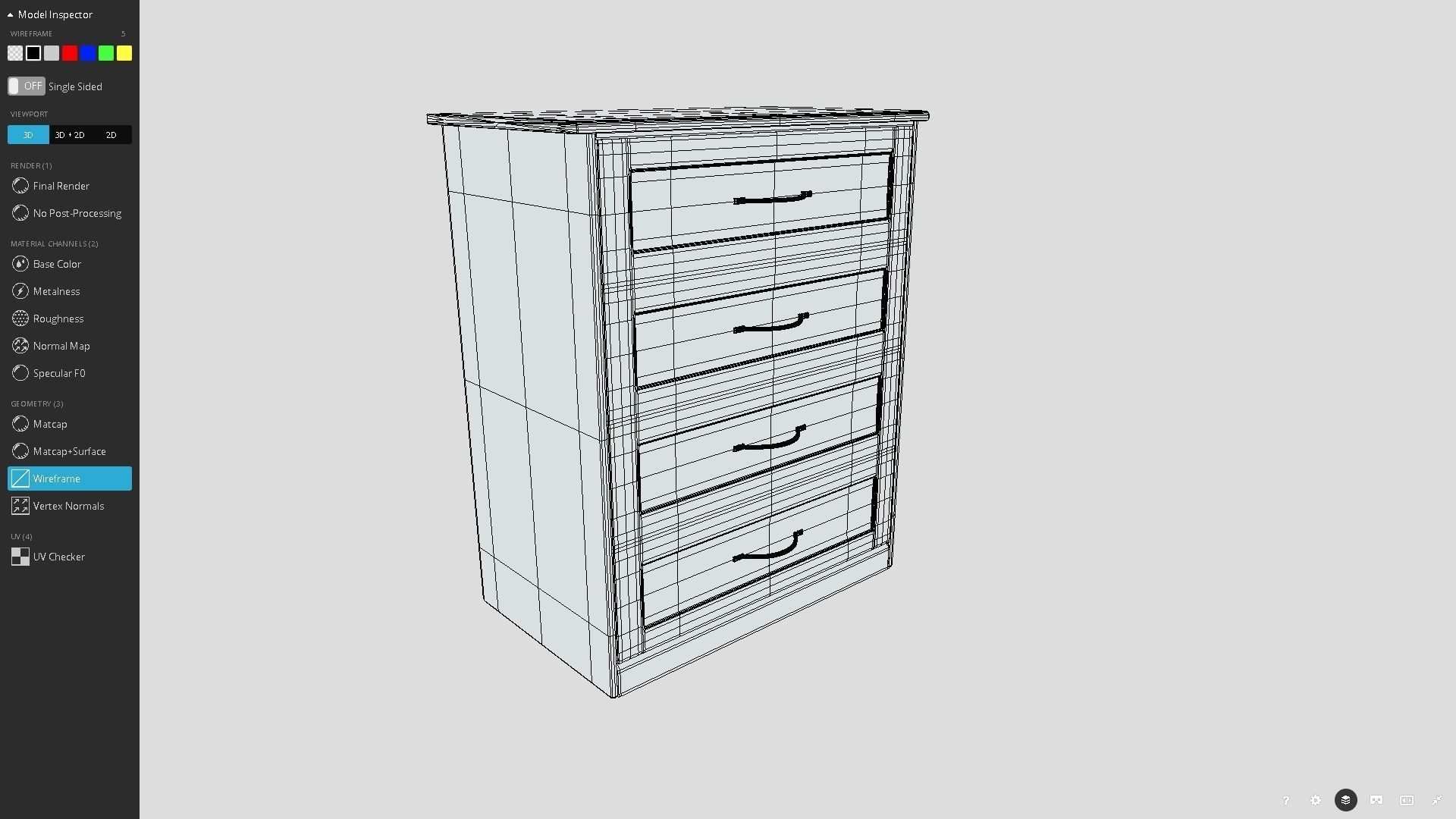 Drawers chest of Low-poly 3D model_9
