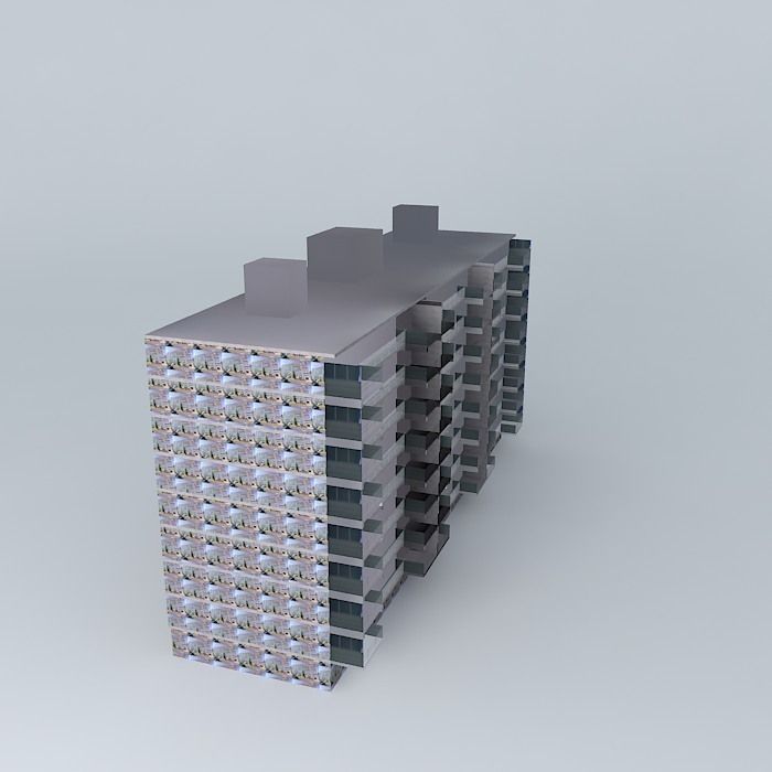 Maassluis Merellaan portiekflat Free 3D model_1