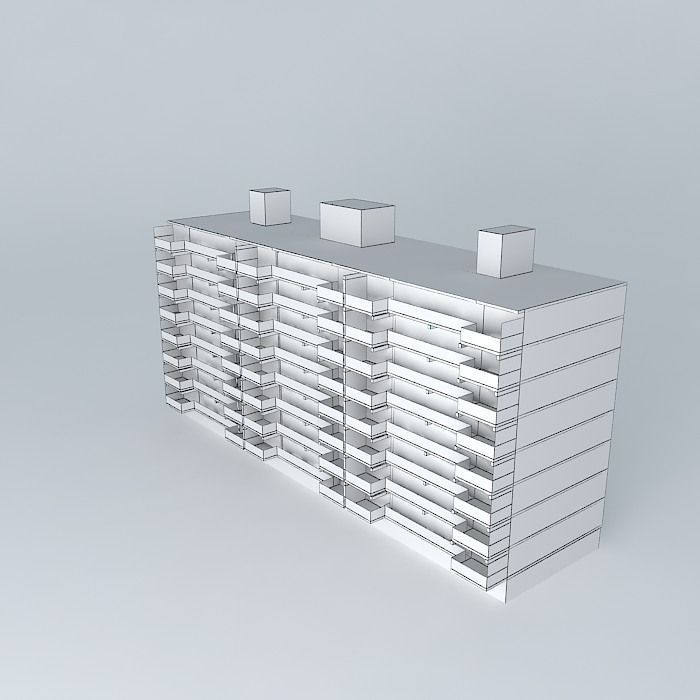 Maassluis Merellaan portiekflat Free 3D model_3