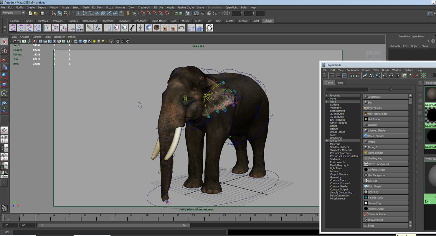 elephant 3d rig model 3D model_7