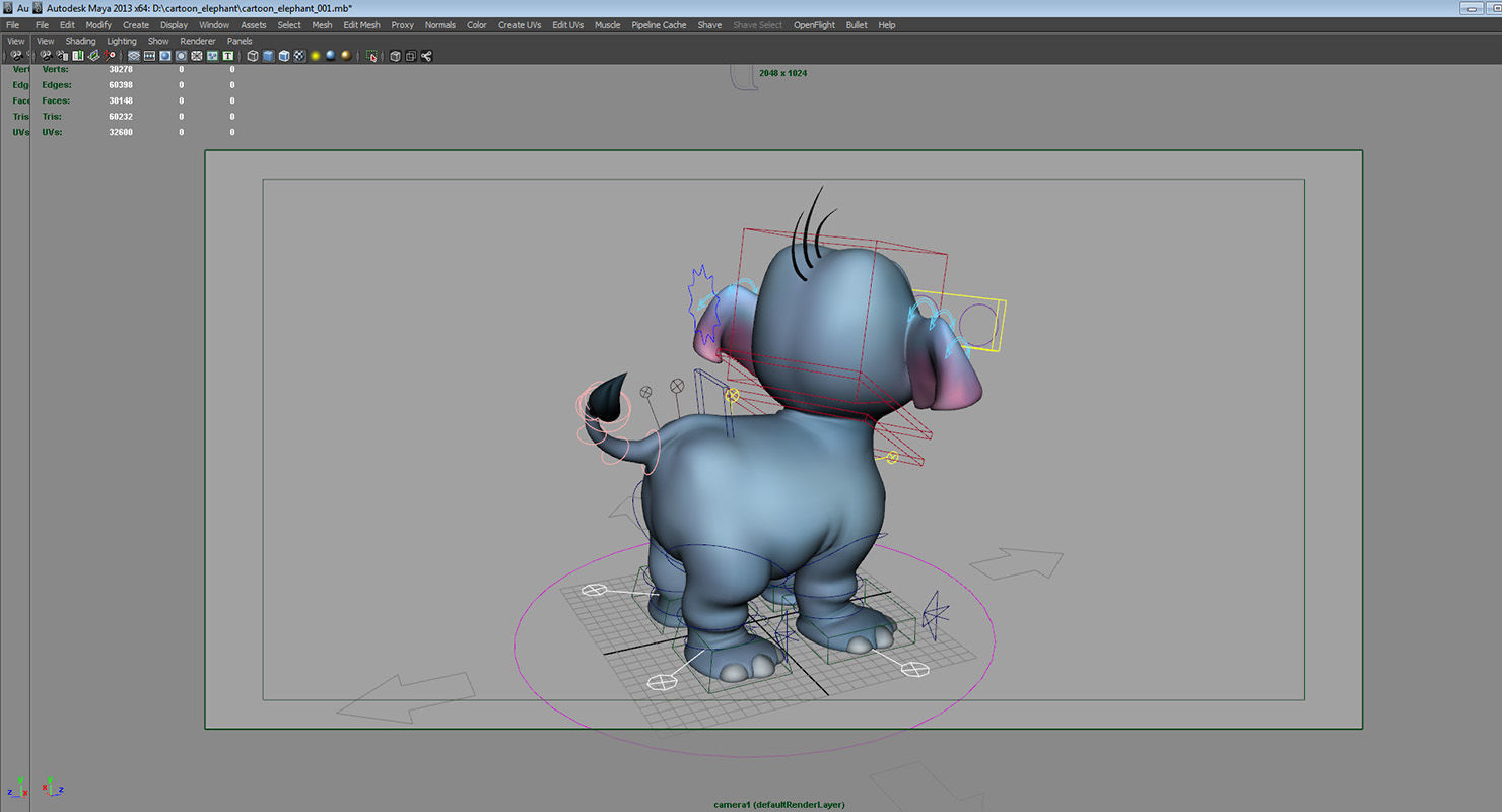 cartoon cute celephant rig 3d model 3D model_1