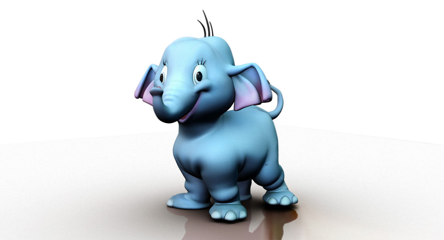 cartoon cute celephant rig 3d model 3D model_4