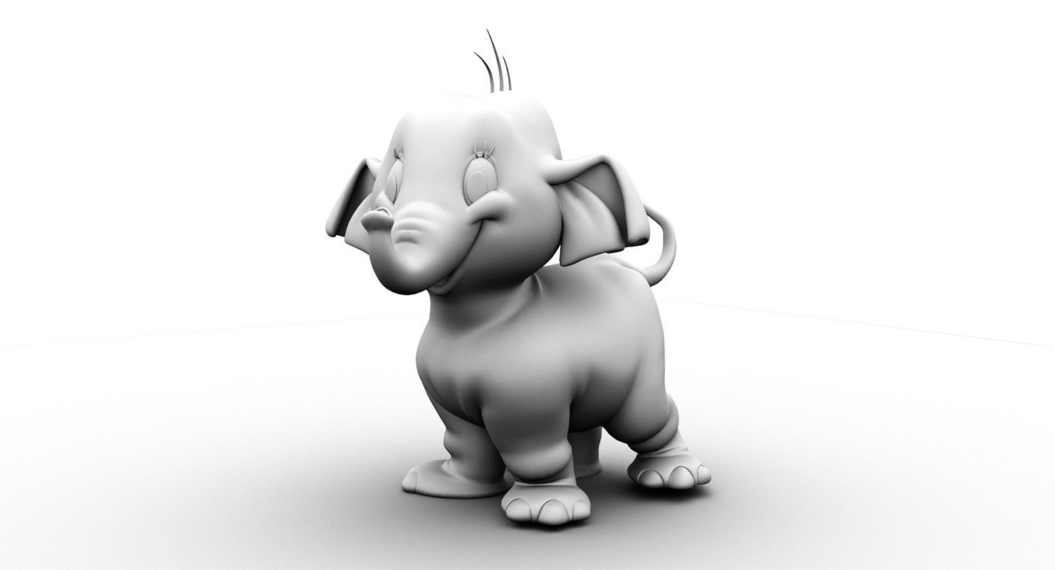 cartoon cute celephant rig 3d model 3D model_7