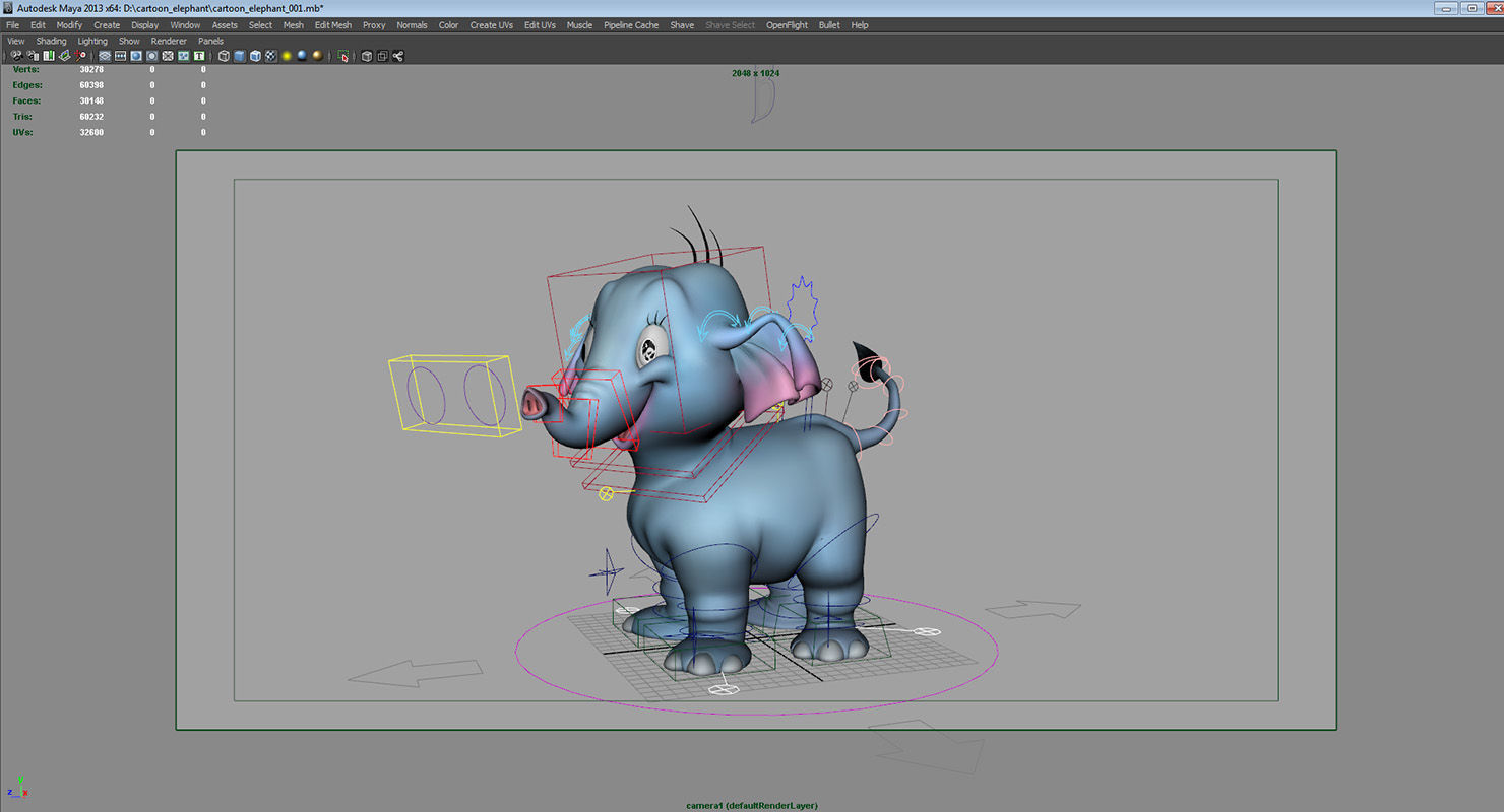 cartoon cute celephant rig 3d model 3D model_11