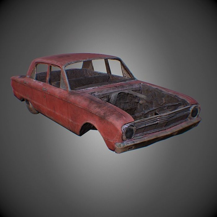 Car Wreck PBR Game Asset Free low-poly 3D model_0