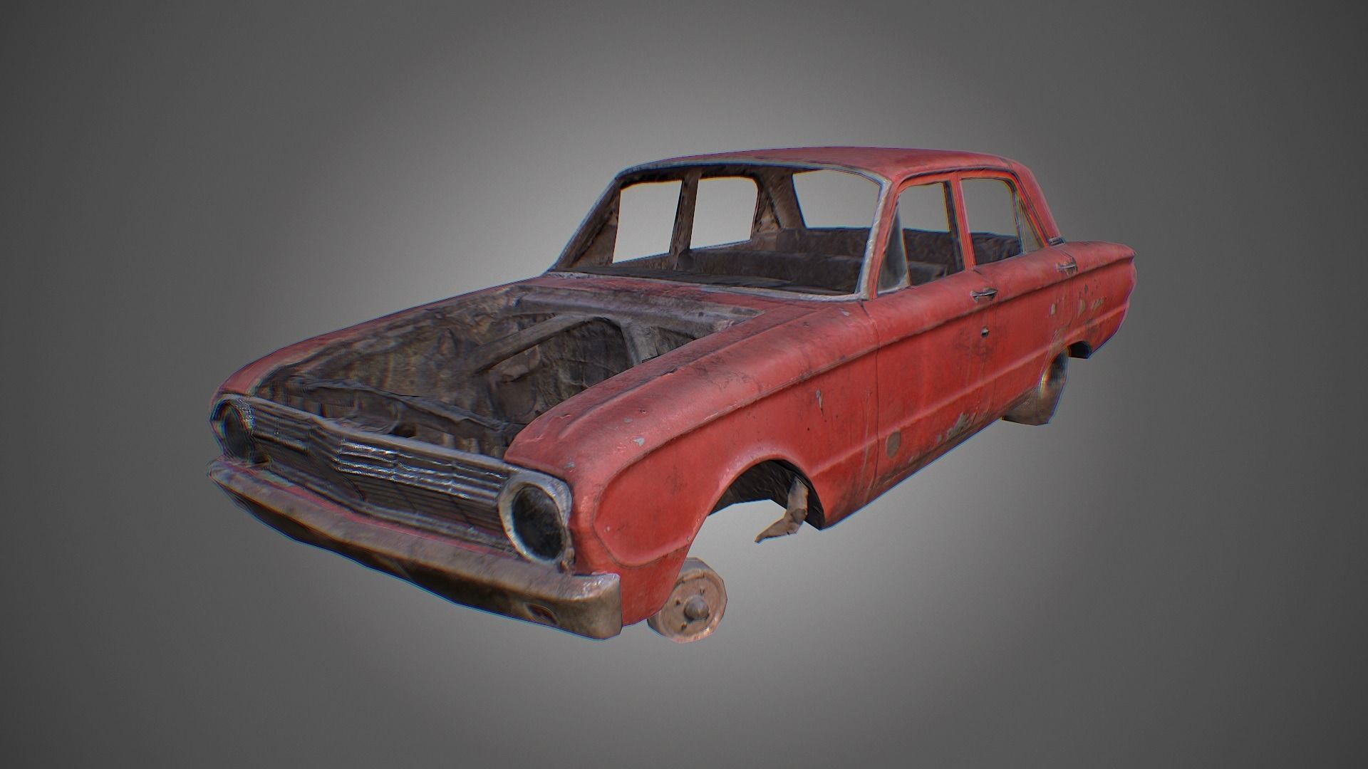Car Wreck PBR Game Asset Free low-poly 3D model_3