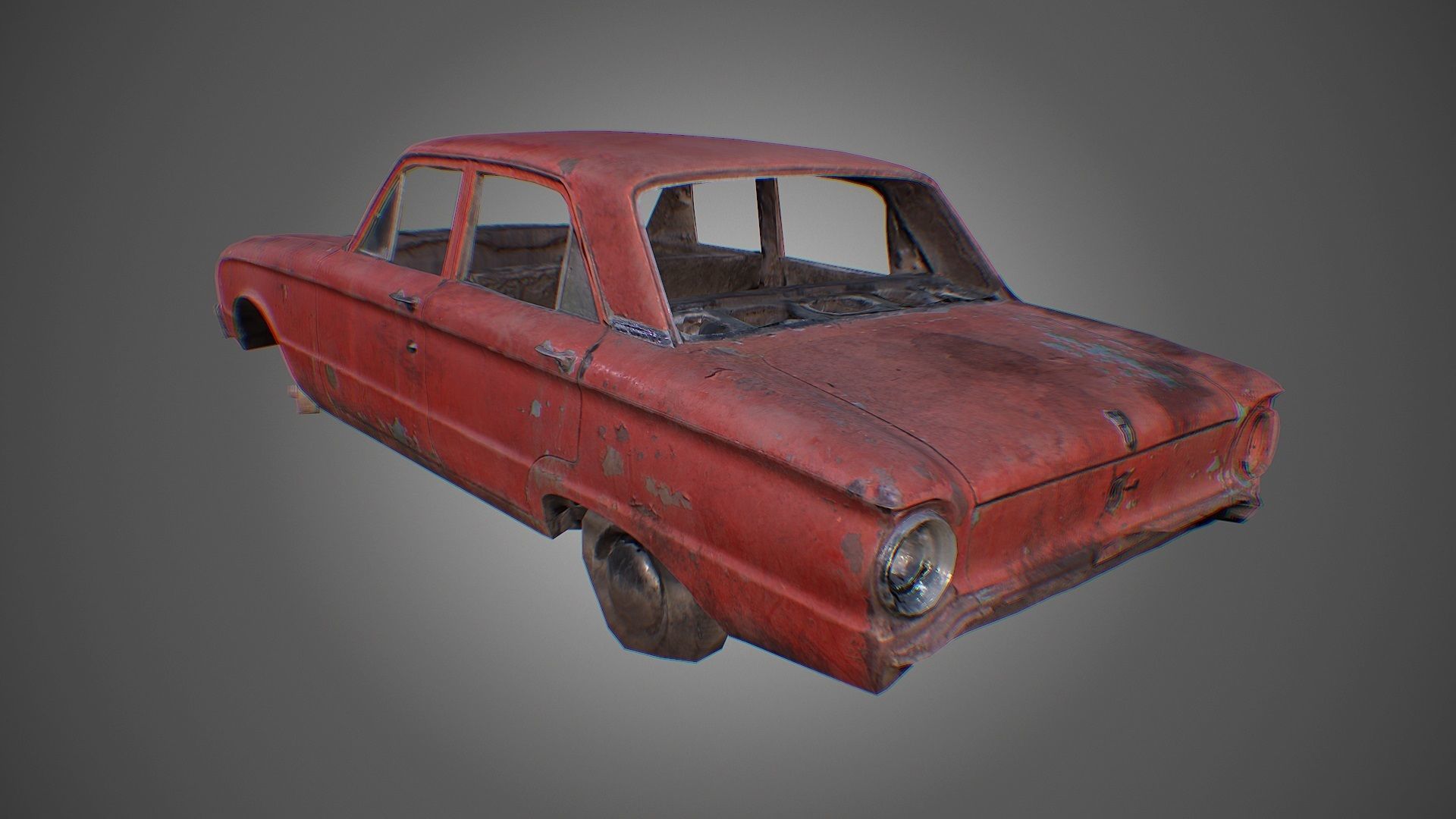 Car Wreck PBR Game Asset Free low-poly 3D model_5