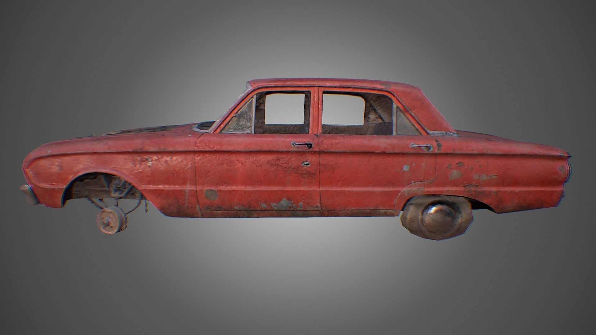 Car Wreck PBR Game Asset Free low-poly 3D model_4