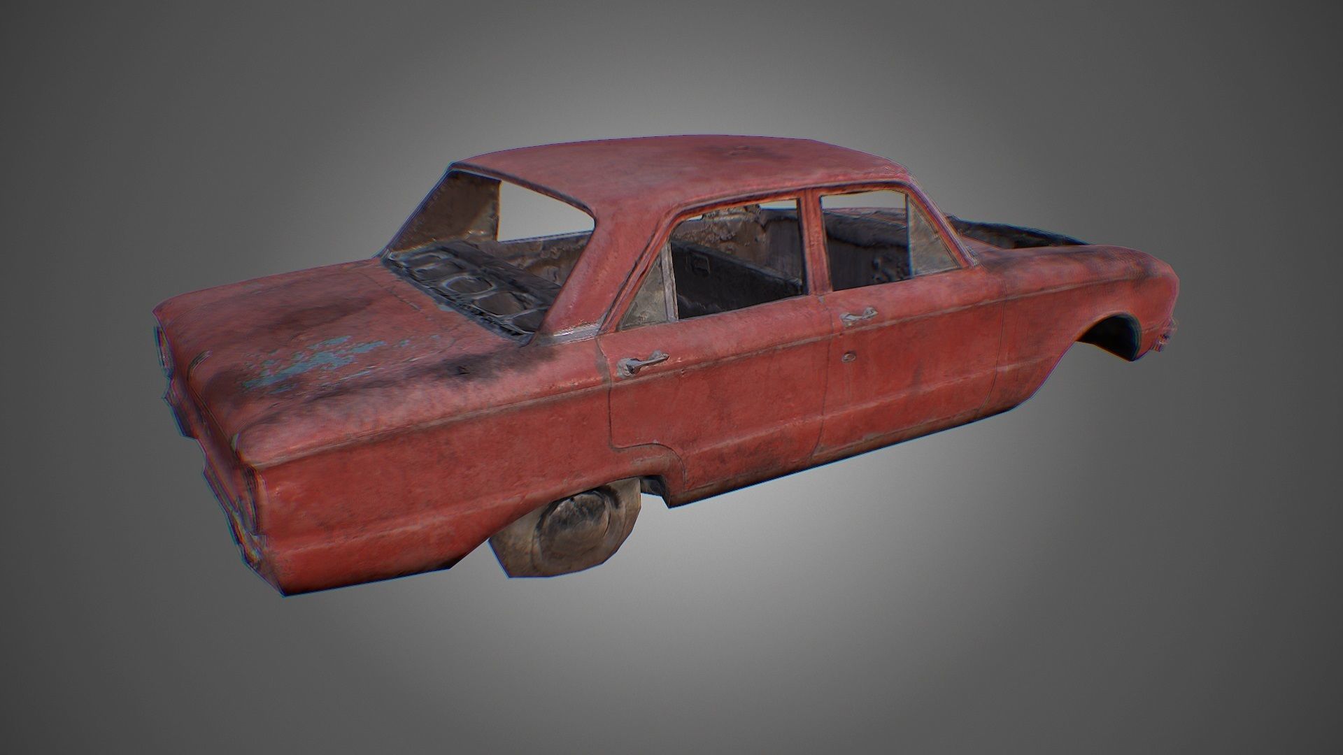 Car Wreck PBR Game Asset Free low-poly 3D model_7