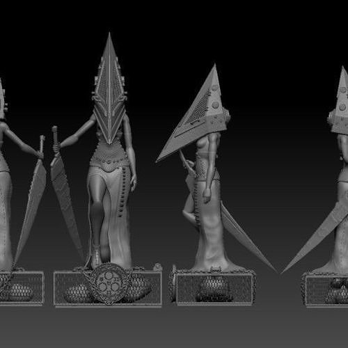 Pyramid Head Girl Silent Hill Fan Art 3D print model