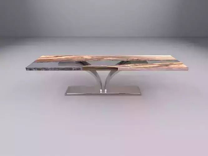 Table with glass and wood mixed