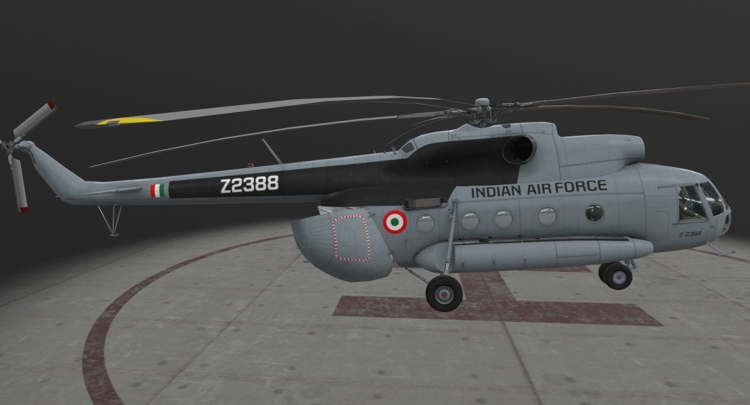 Mi-8T India Air Force Animated Low-poly 3D model_7