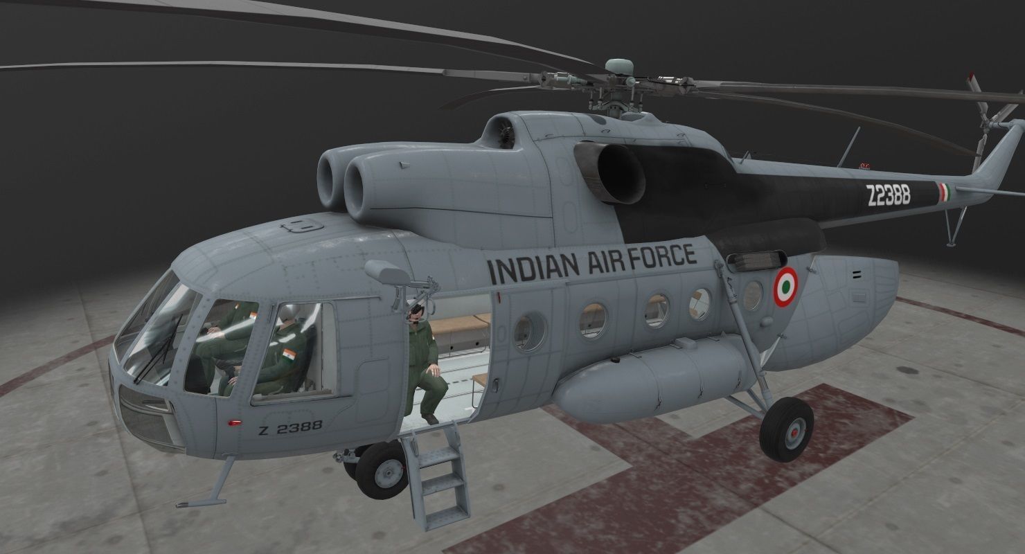 Mi-8T India Air Force Animated Low-poly 3D model_8