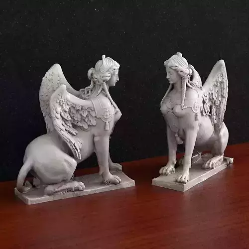 Sculpture1 pair of angel figurines 3D print model