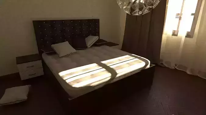 Bedroom with bed and lamp