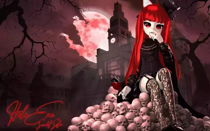 Scarlet Outfit - Halloween Vampire Low-poly 3D model
