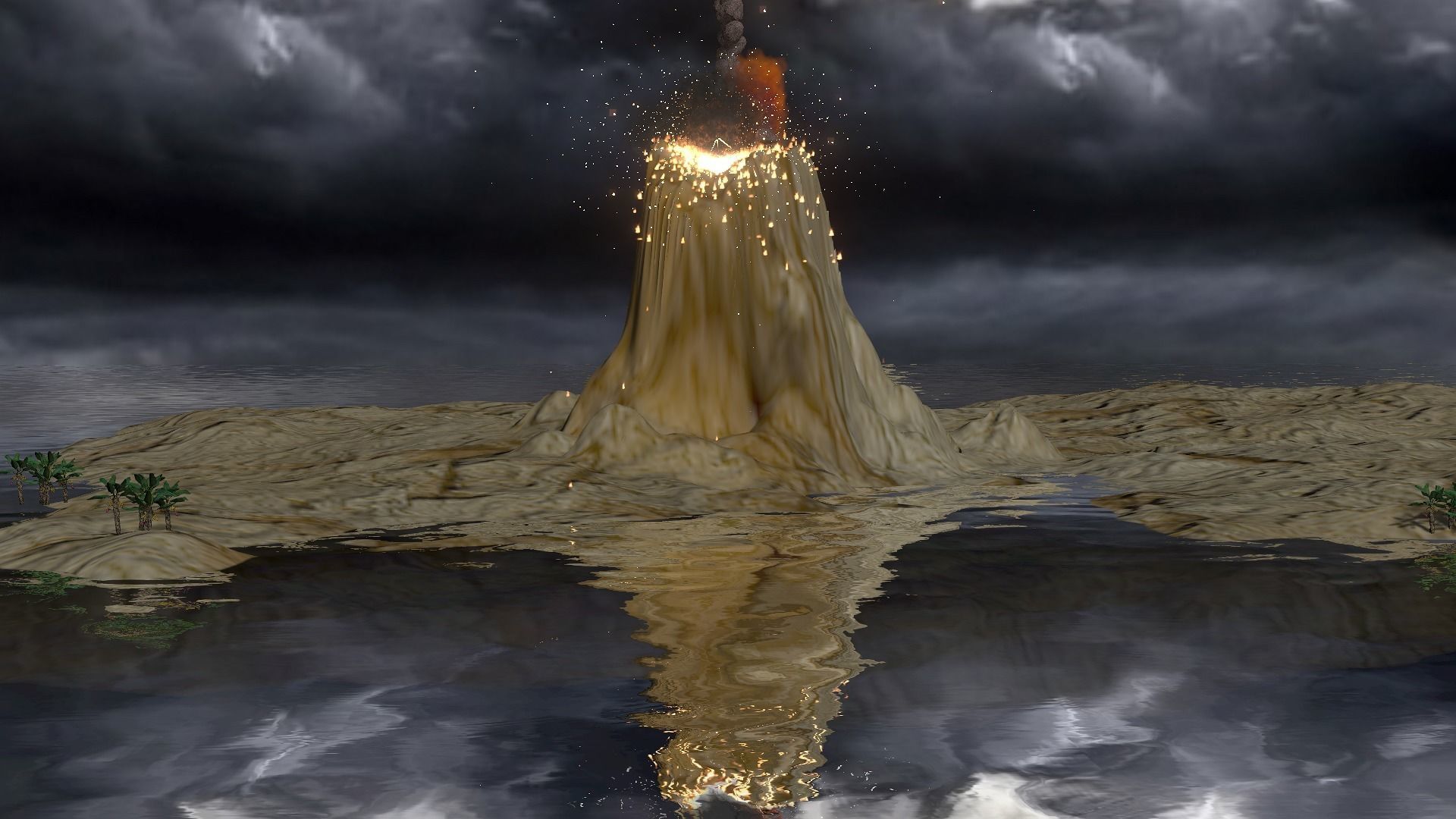 Volcanic Island Low-poly 3D model_7