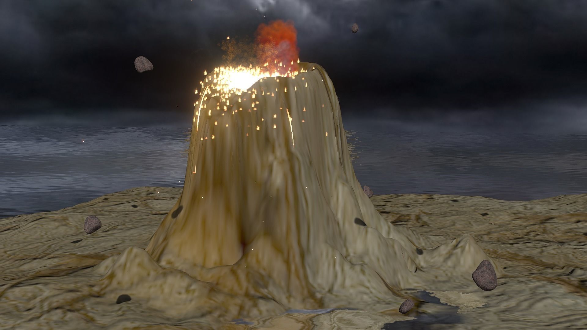 Volcanic Island Low-poly 3D model_8