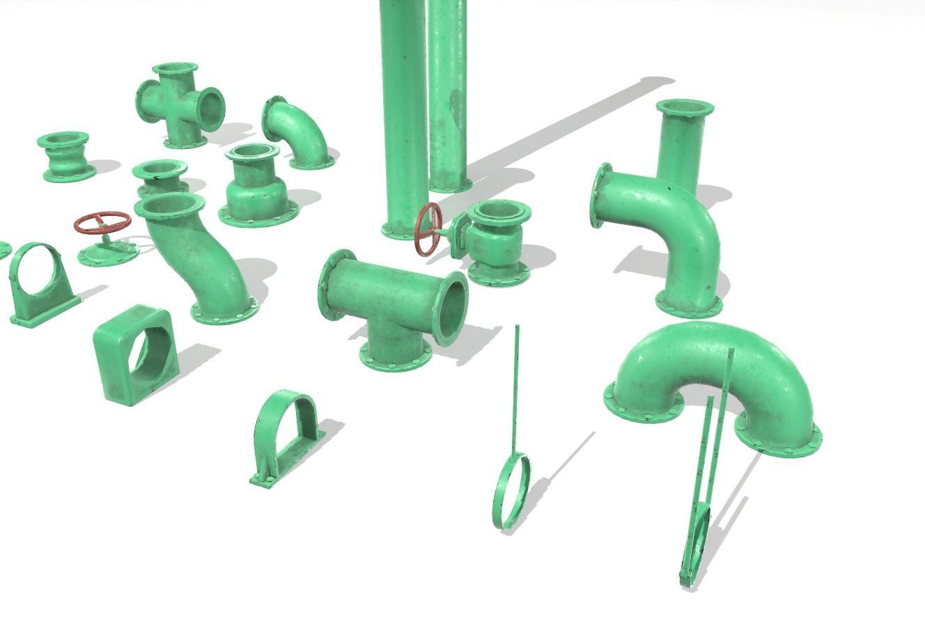 Modular pipes pack 3 Low-poly 3D model_7