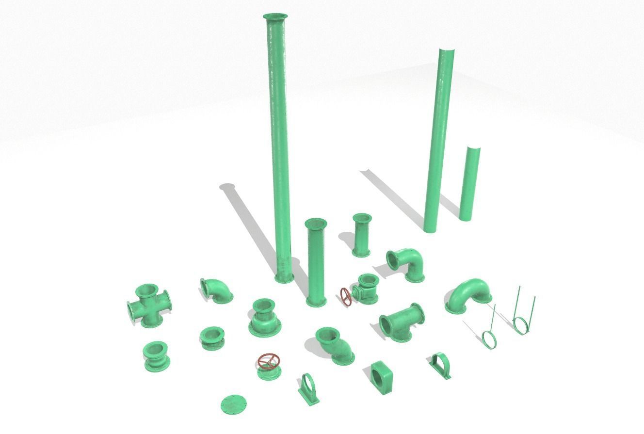 Modular pipes pack 3 Low-poly 3D model_9