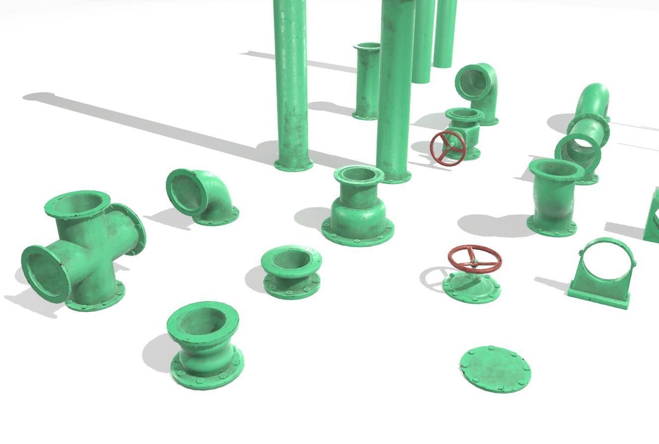 Modular pipes pack 3 Low-poly 3D model_6