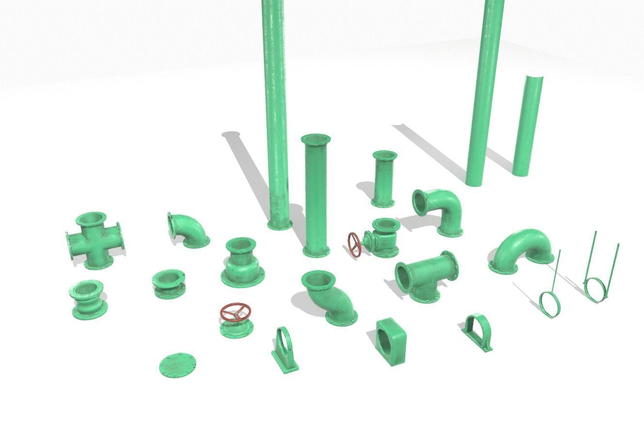Modular pipes pack 3 Low-poly 3D model_5