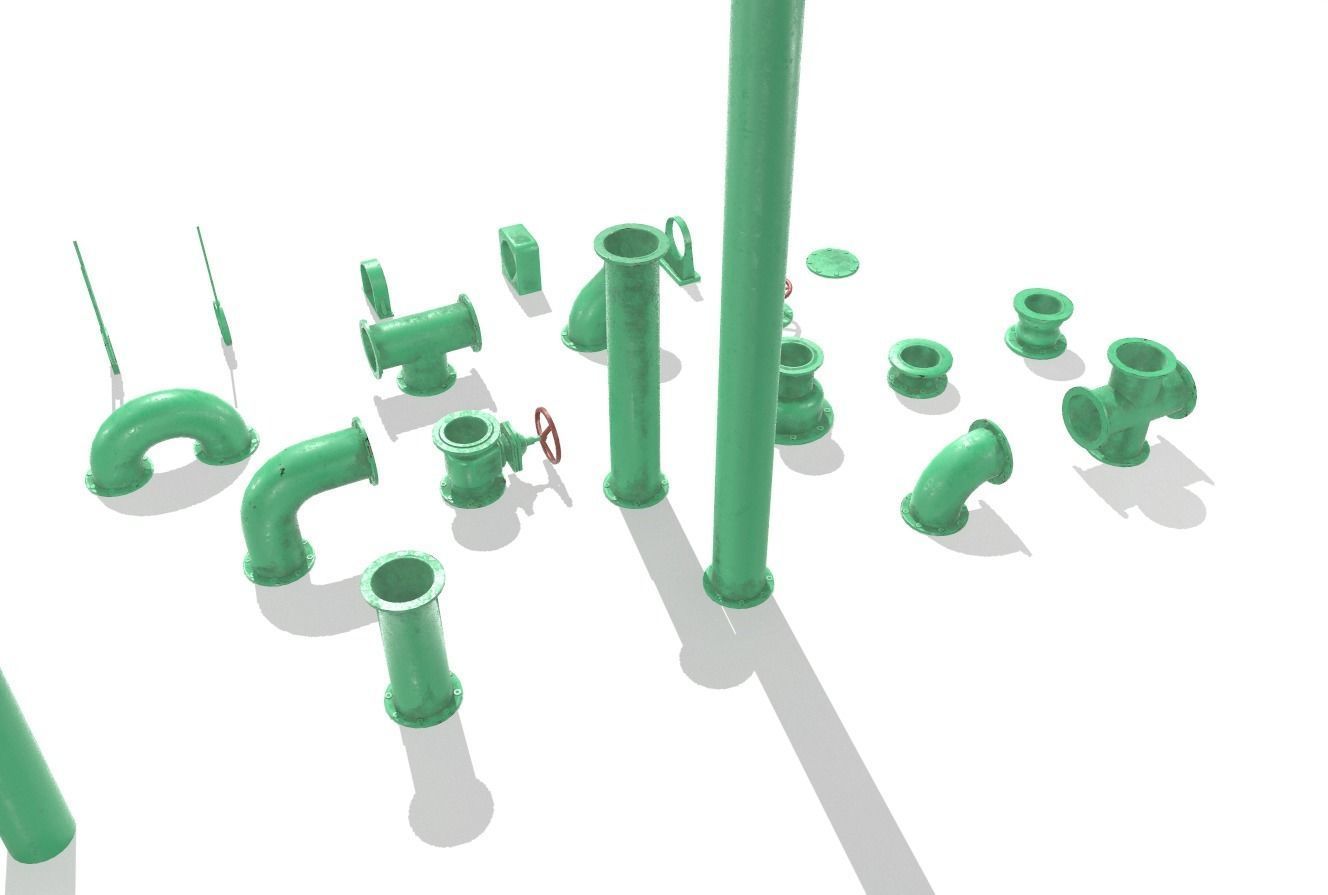 Modular pipes pack 3 Low-poly 3D model_8