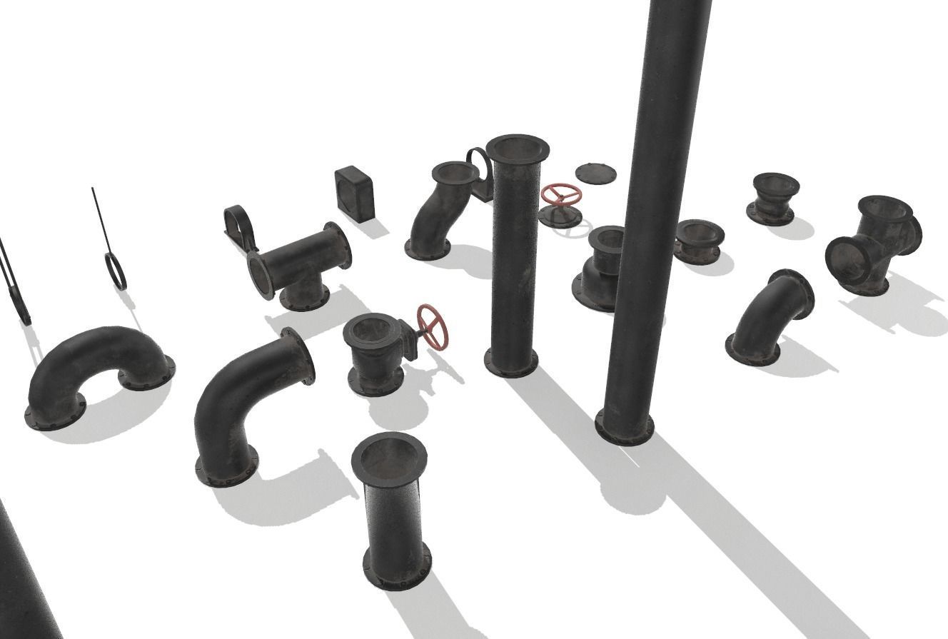 Modular pipes pack 4 Low-poly 3D model_10
