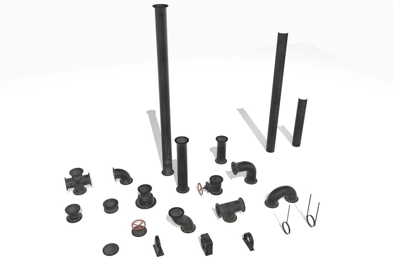 Modular pipes pack 4 Low-poly 3D model_11