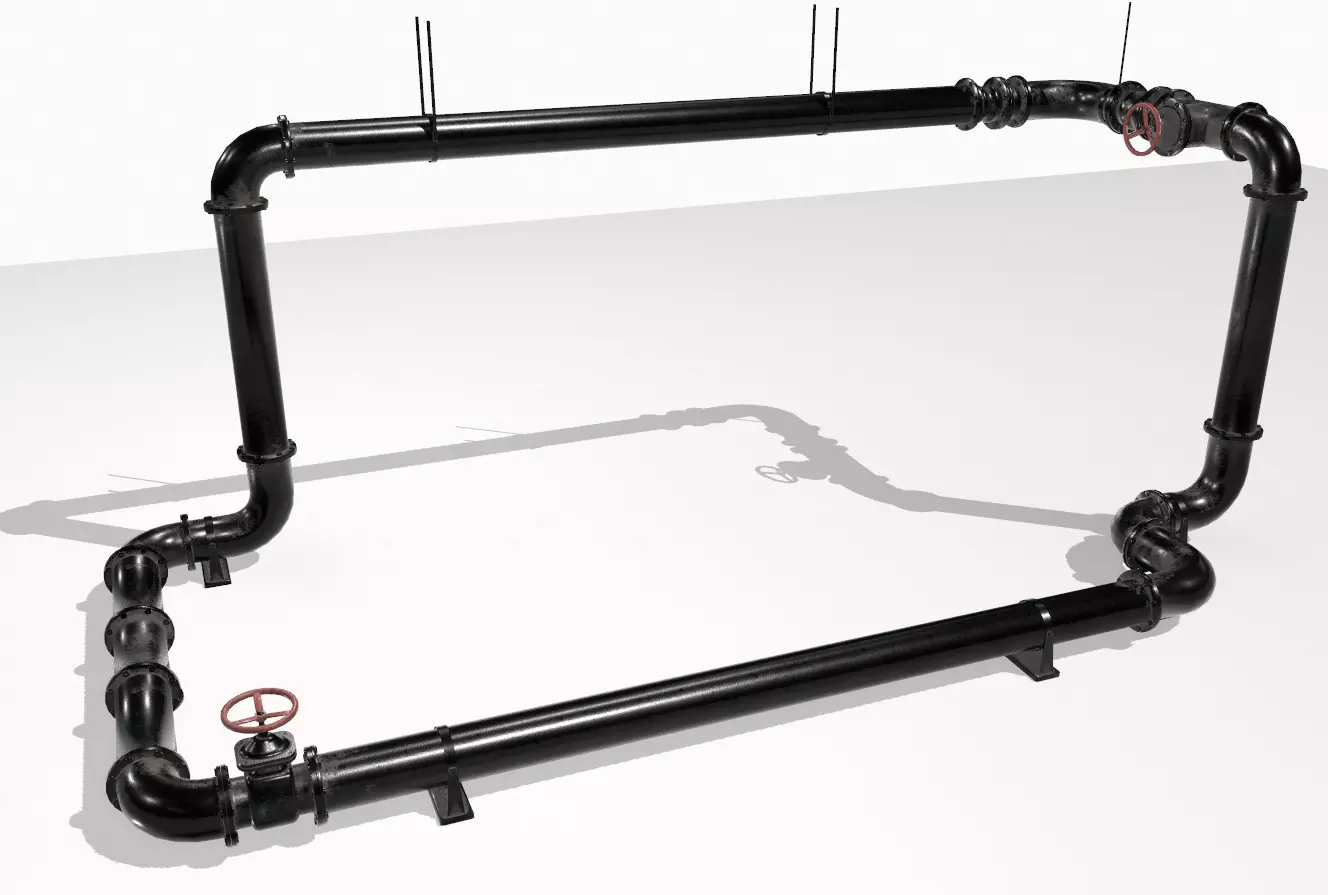 Modular pipes pack 4 Low-poly 3D model_0