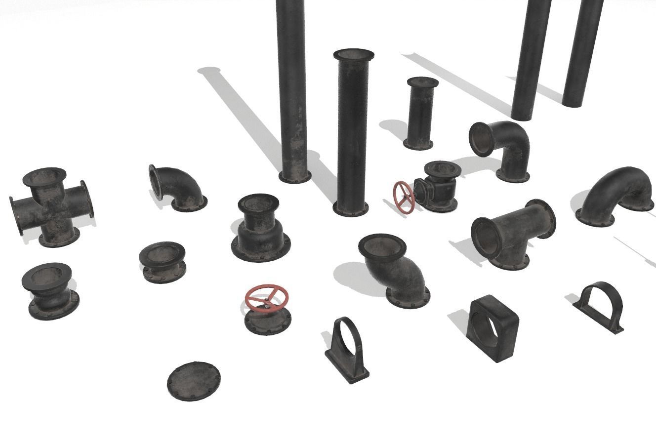 Modular pipes pack 4 Low-poly 3D model_8
