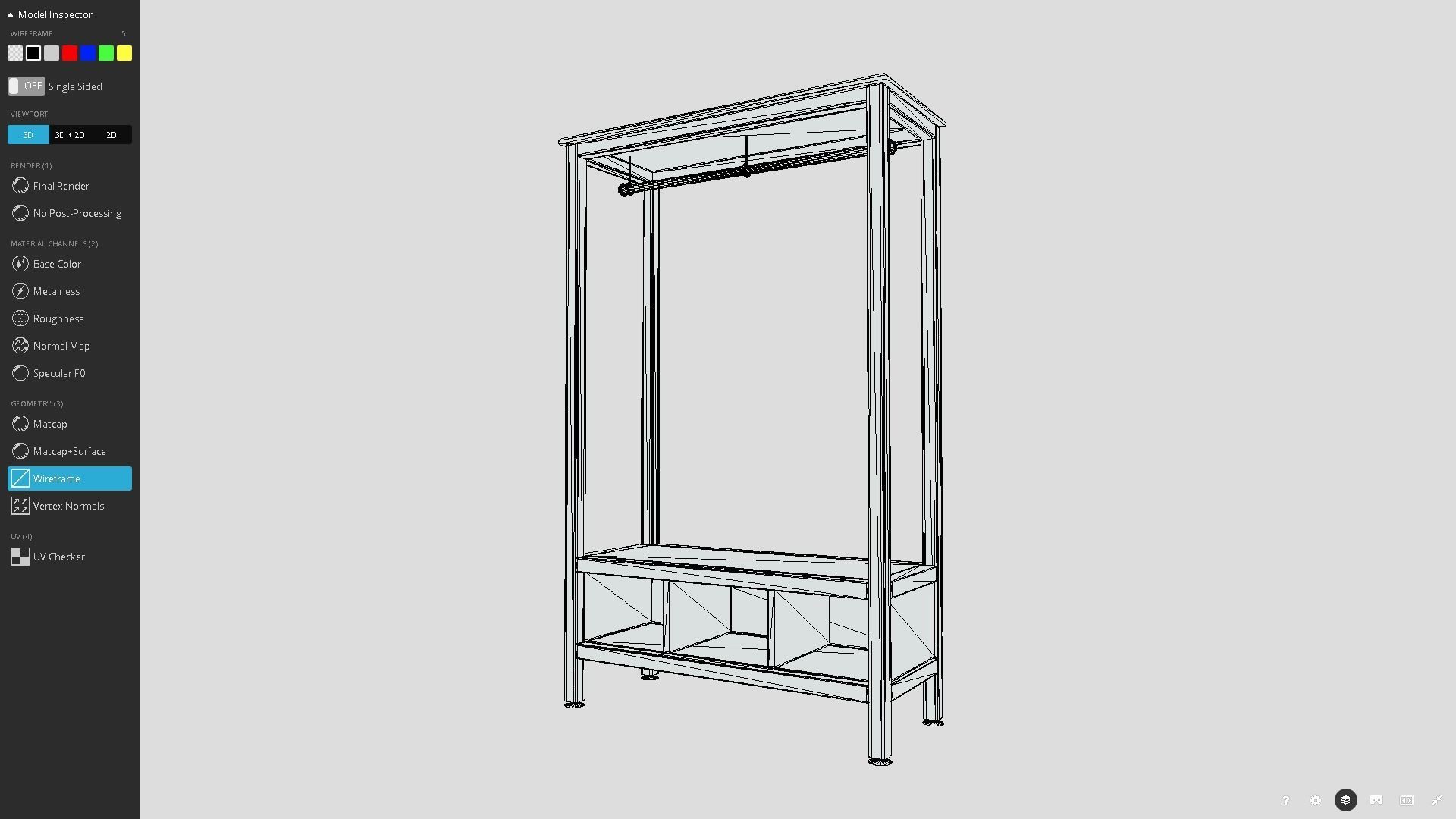 Open Wardrobe Low-poly 3D model_8