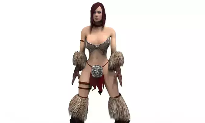 Amazonia woman in furs and boots