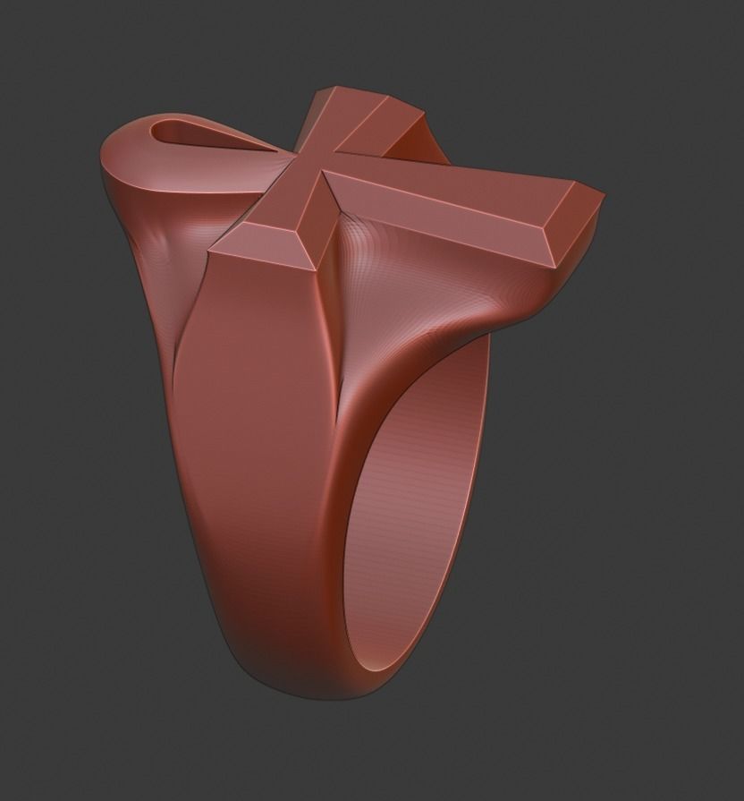 Ankh Cross Ring 3D print model_6