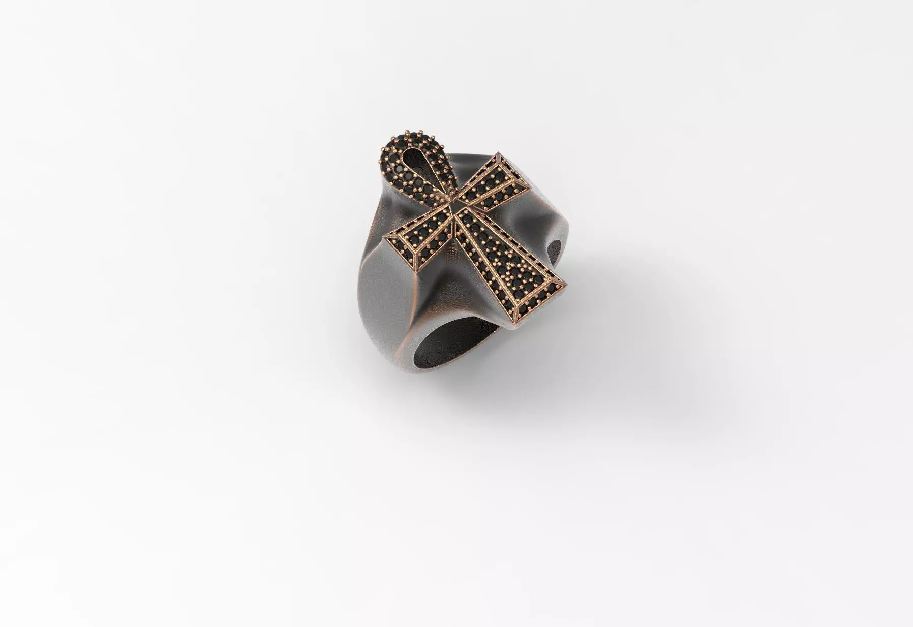 Ankh Cross Ring 3D print model_0