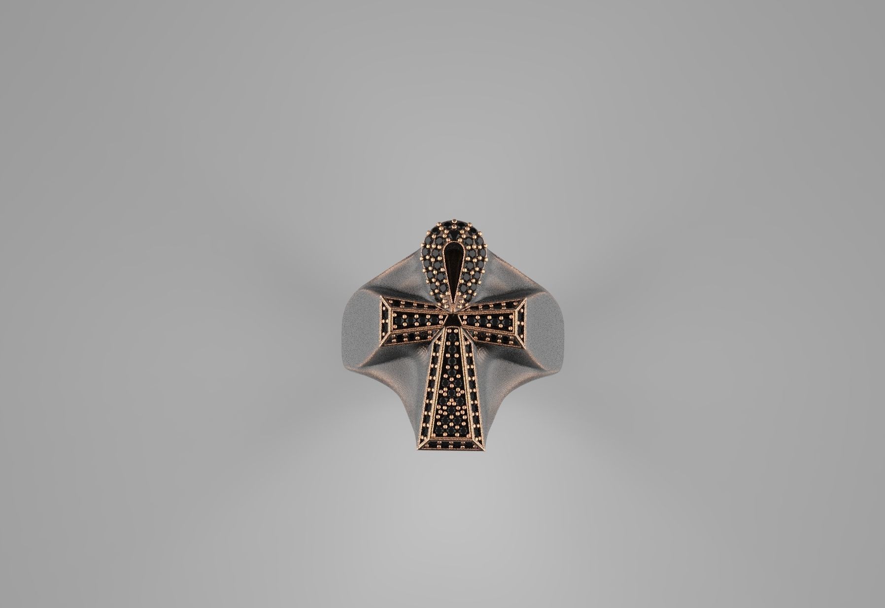 Ankh Cross Ring 3D print model_8