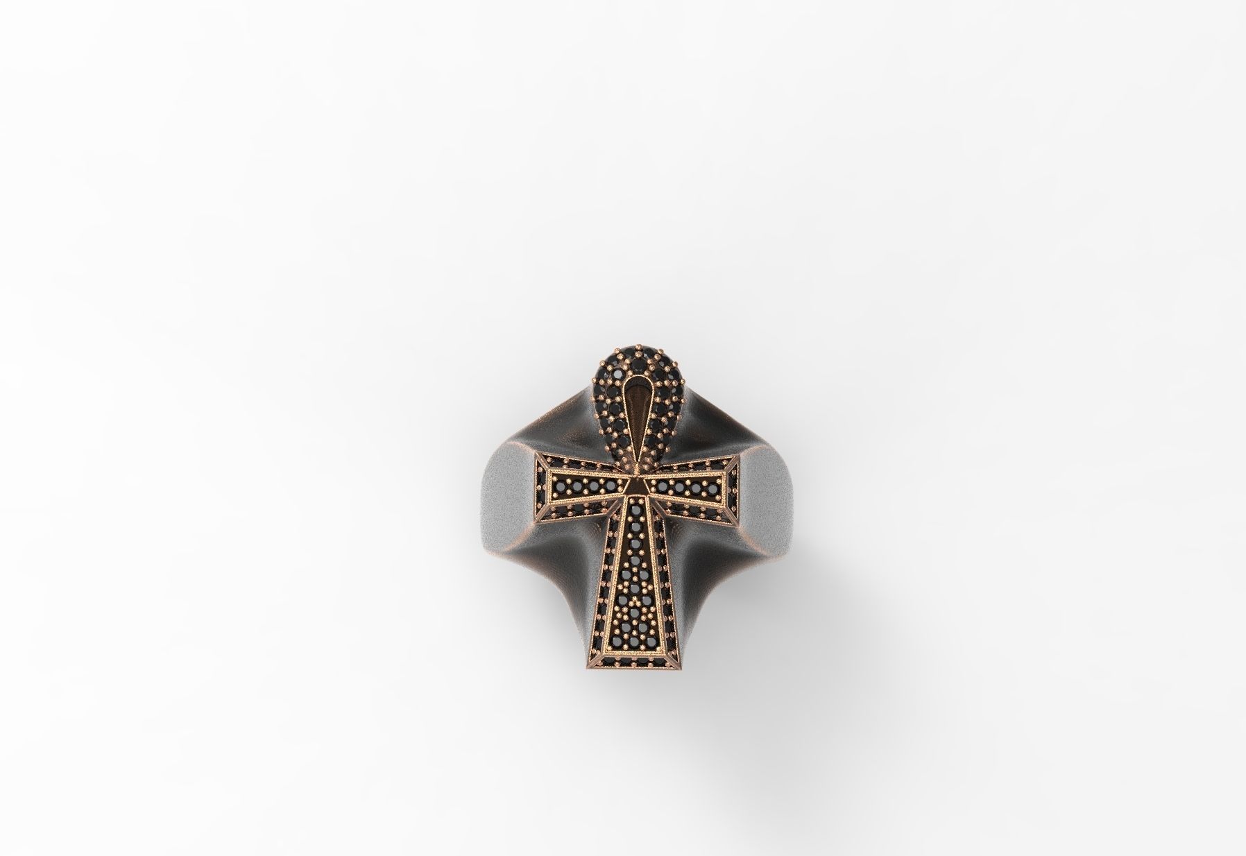 Ankh Cross Ring 3D print model_9