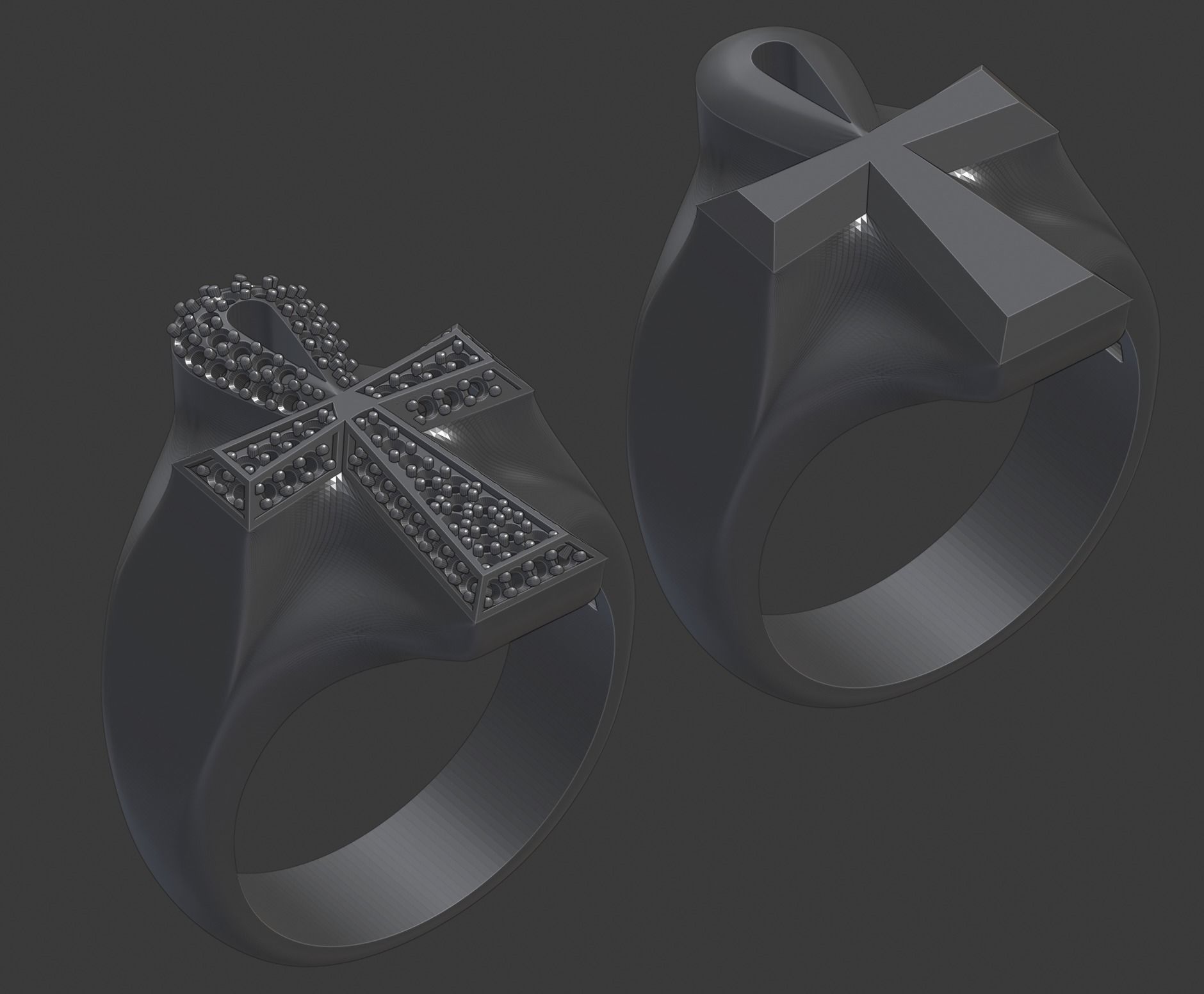 Ankh Cross Ring 3D print model_5