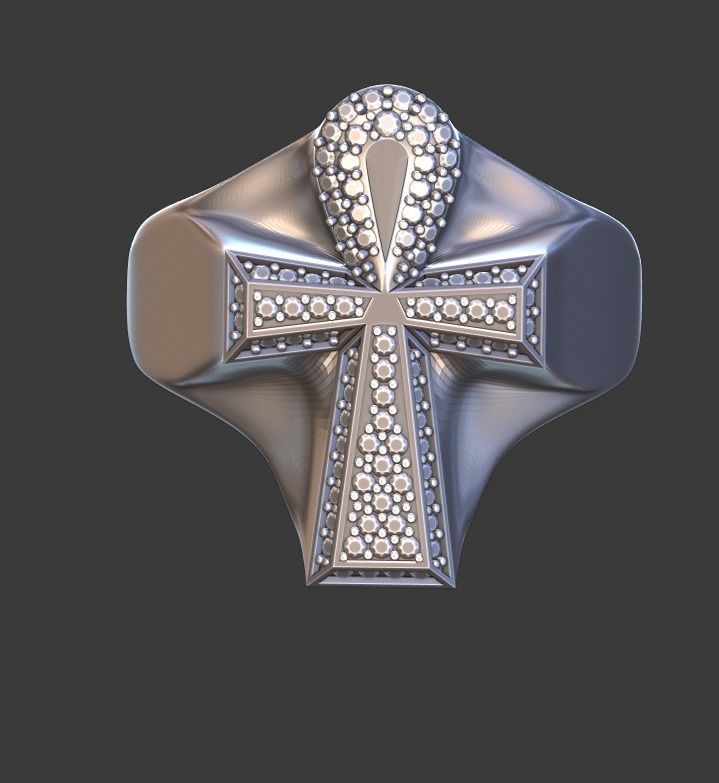 Ankh Cross Ring 3D print model_4