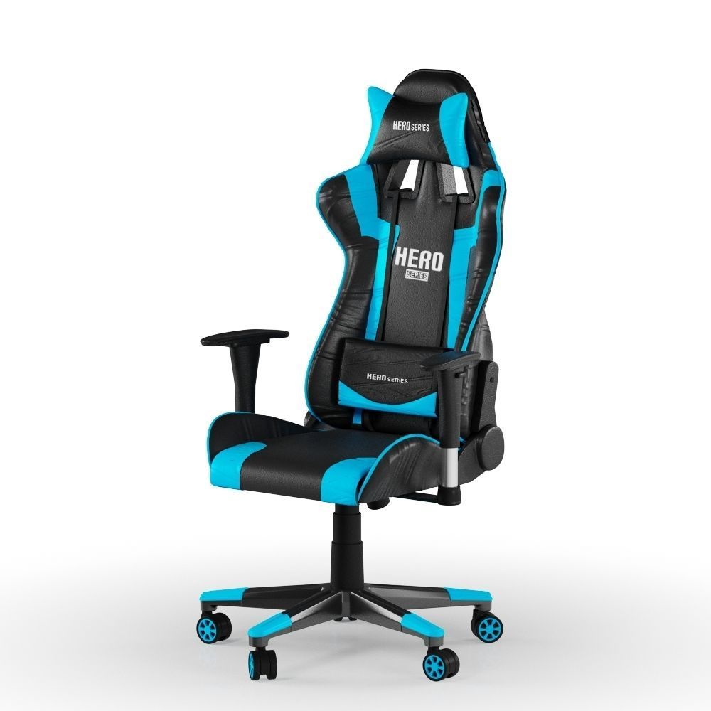 PC Gamer Chair Blue Hero 3D model_9