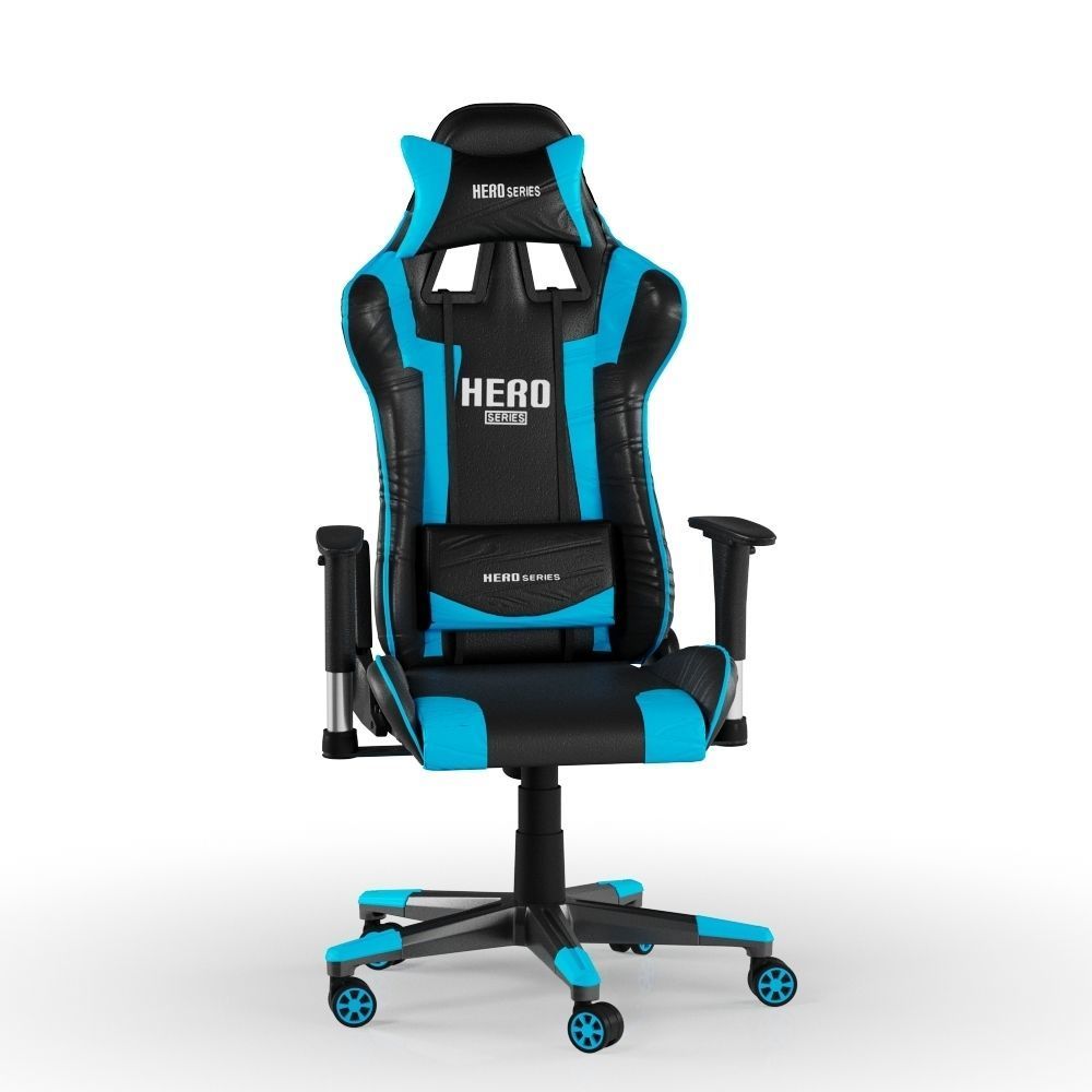PC Gamer Chair Blue Hero 3D model_2