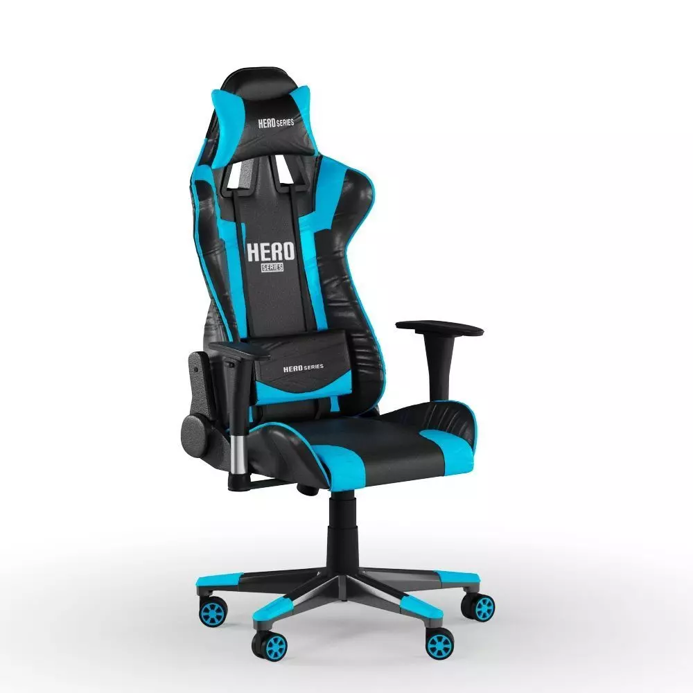 PC Gamer Chair Blue Hero 3D model_0